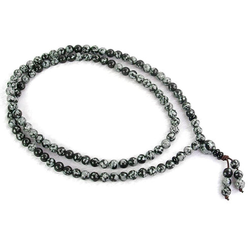 SnowFlake Obsidian Mala